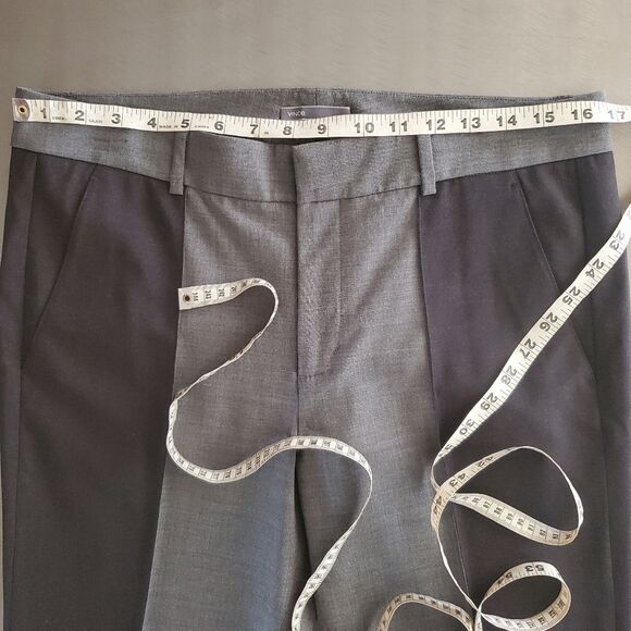 Vince Contrast Panel High Rise Tapered Leg Wool Trouser Pants Gray Black 10 - Picture 5 of 13